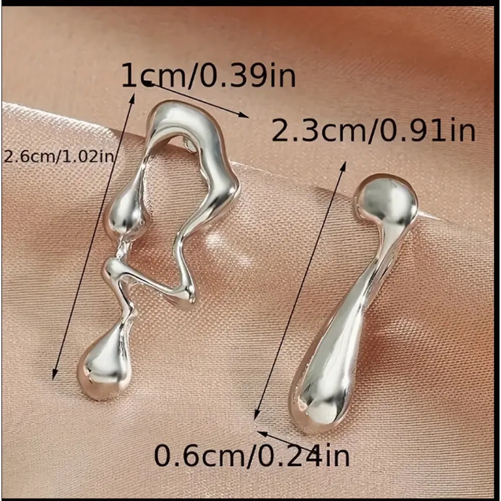 Silver Irregular Abstract Drop Style Earrings - image 5